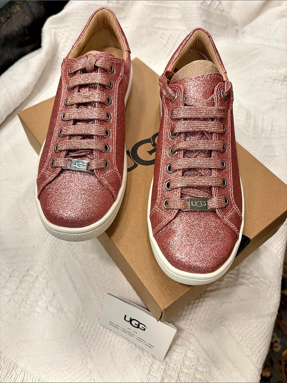 UGG W Milo Glitter Sneakers Pink US 8 NEW